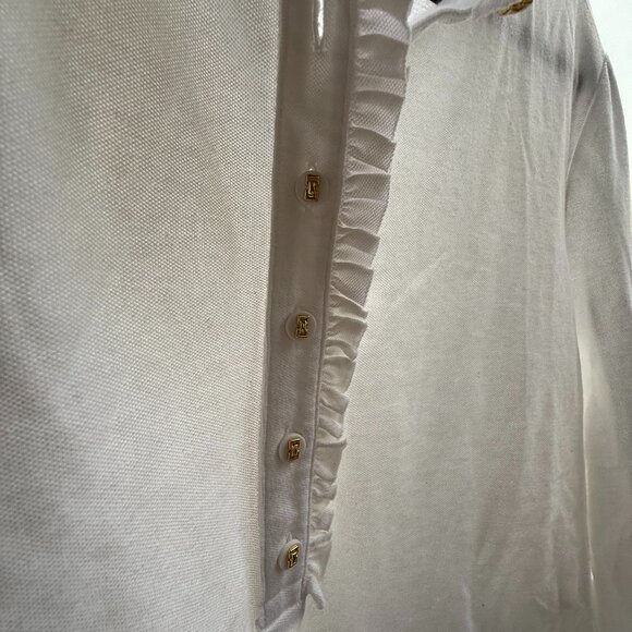 Charter Club Women's Pullover White Top with Ruffle and Buttons Size 1X NWT - Picture 2 of 14